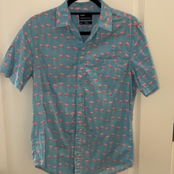 Public Opinion Other - Public opinion short sleeve flamingo button down